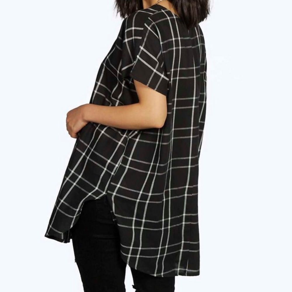 Black grid check shirt